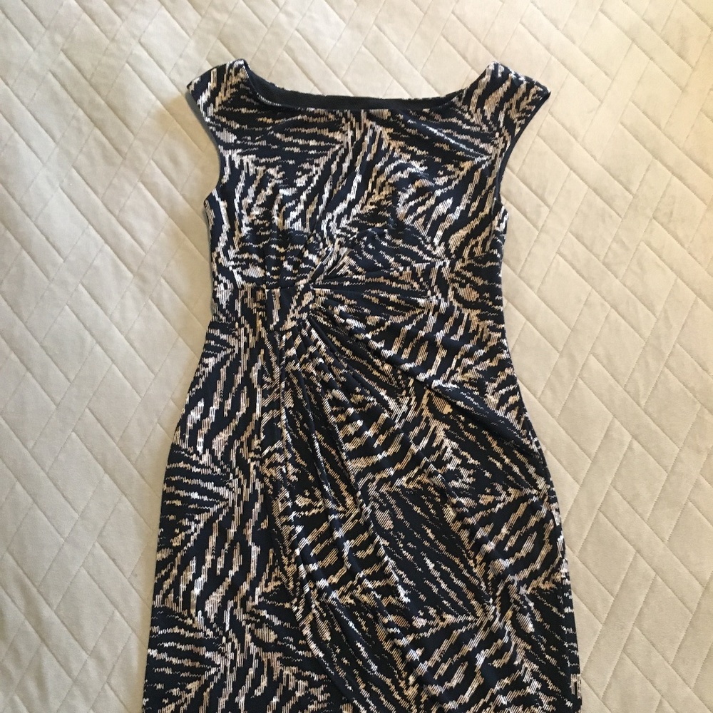 Dressbarn, sleeveless dress, black & tan, size 4